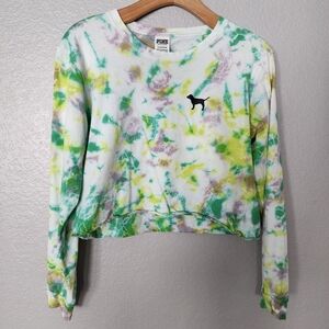 PINK Victoria Secret Crop Tie Dye Long Sleeve Top